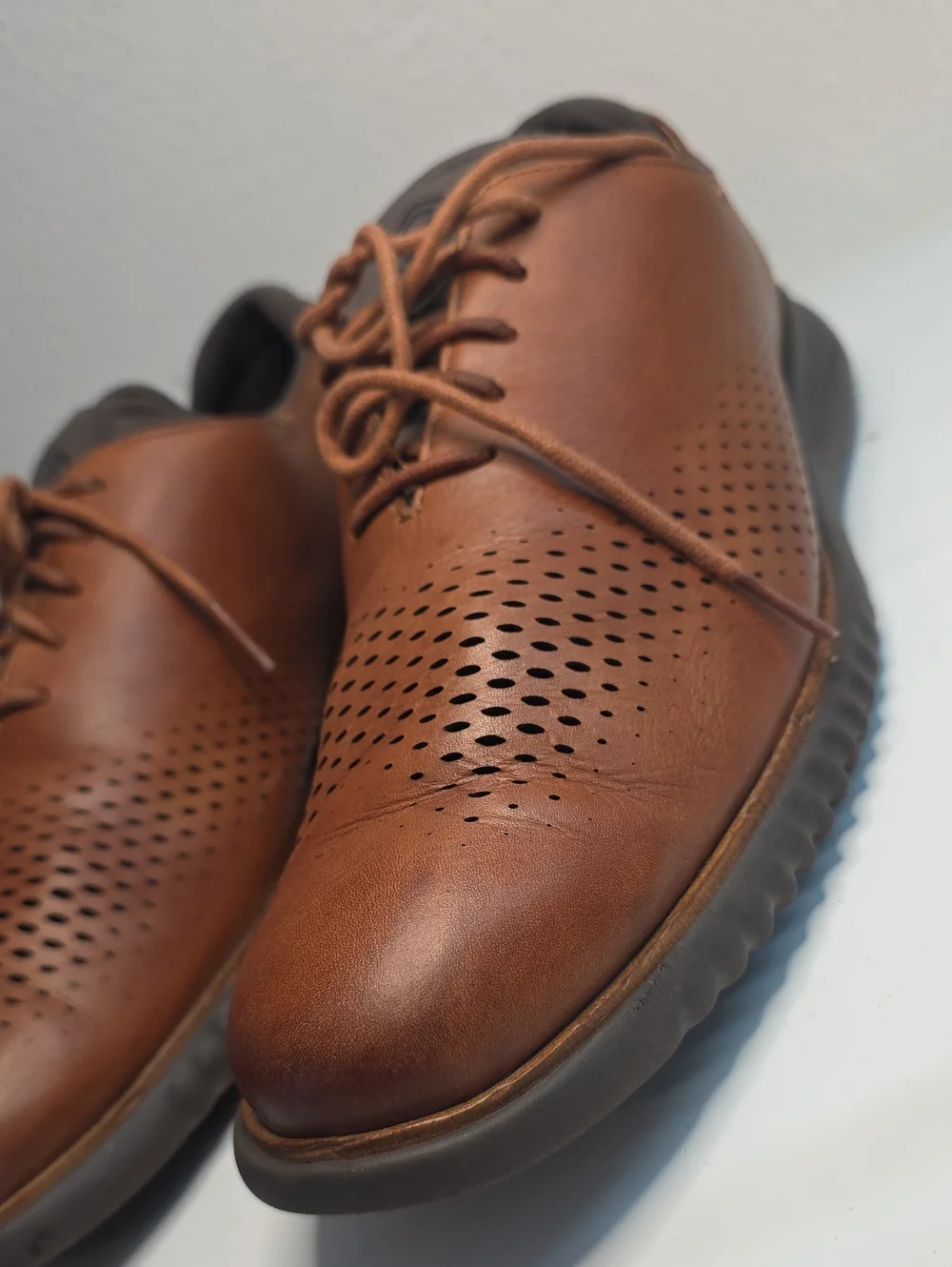 COLE HAAN 2.ZEROGRAND LASER WINGTIP OXFORDS BROWN MENS 13 GUC   HYBRID STYLE